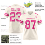 Custom Cream Pink Authentic Football Jersey