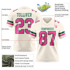 Custom Cream Pink-Kelly Green Authentic Football Jersey