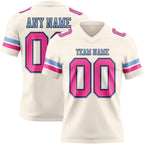 Custom Cream Pink Black-Light Blue Authentic Football Jersey