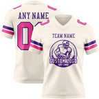 Custom Cream Pink-Purple Authentic Football Jersey