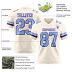 Custom Cream Light Blue-Purple Authentic Football Jersey