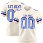 Custom Cream Light Blue-Purple Authentic Football Jersey