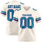Custom Cream Teal-Purple Authentic Football Jersey