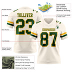 Custom Cream Green-Gold Authentic Football Jersey