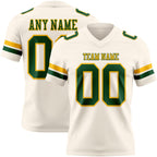 Custom Cream Green-Gold Authentic Football Jersey