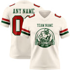 Custom Cream Red-Green Authentic Football Jersey