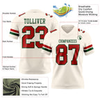 Custom Cream Red-Green Authentic Football Jersey