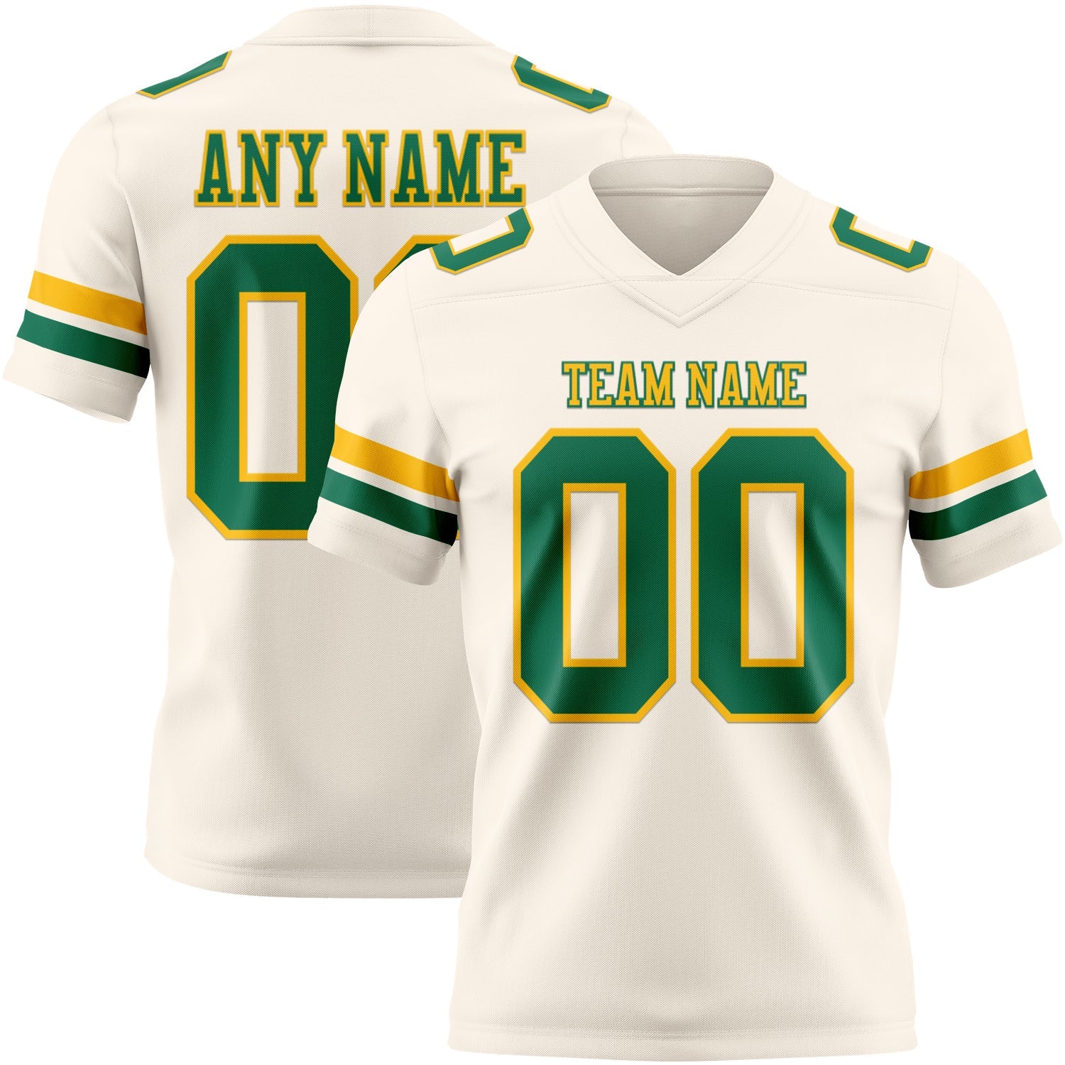 Custom Cream Kelly Green-Gold Authentic Football Jersey