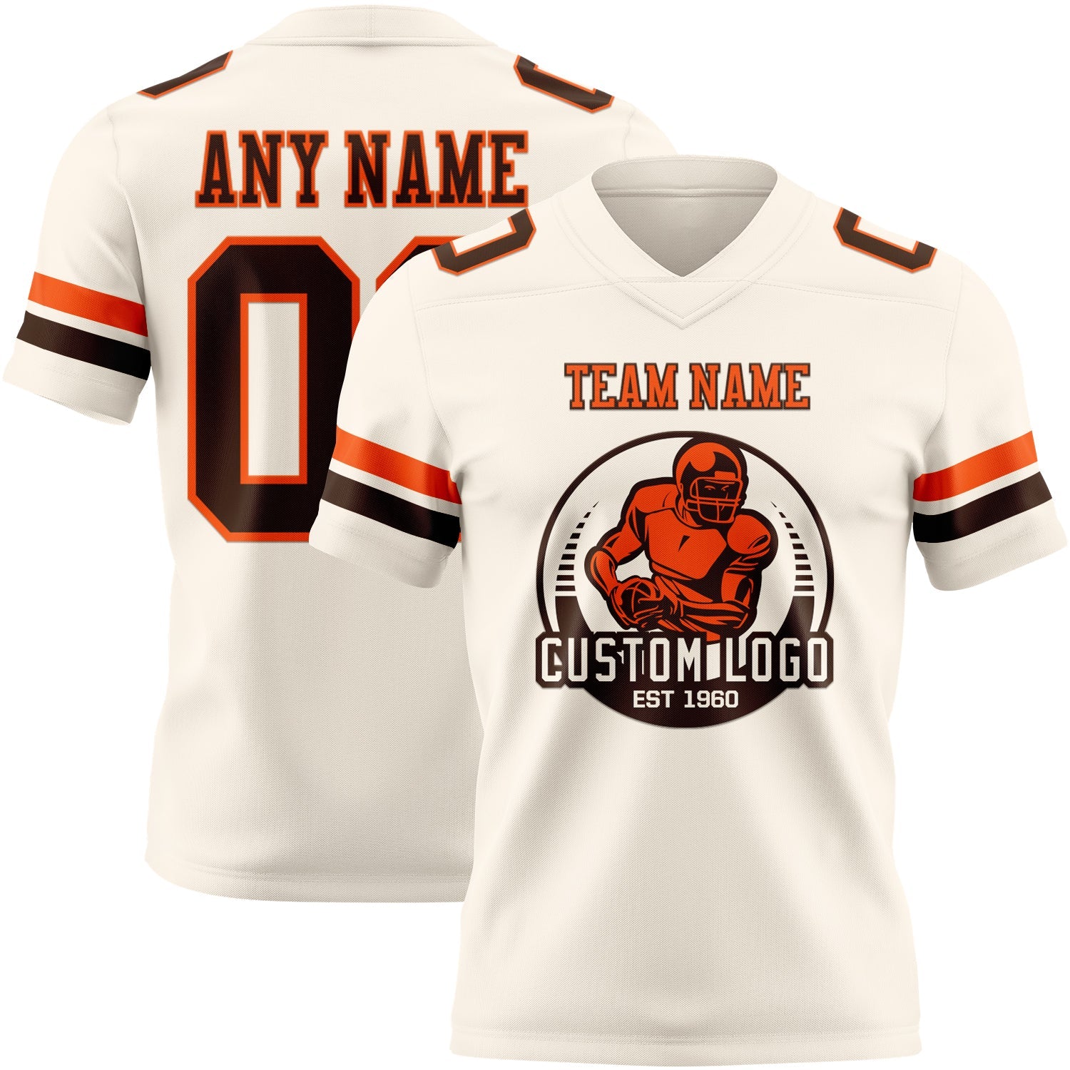 Custom Cream Brown-Orange Authentic Football Jersey