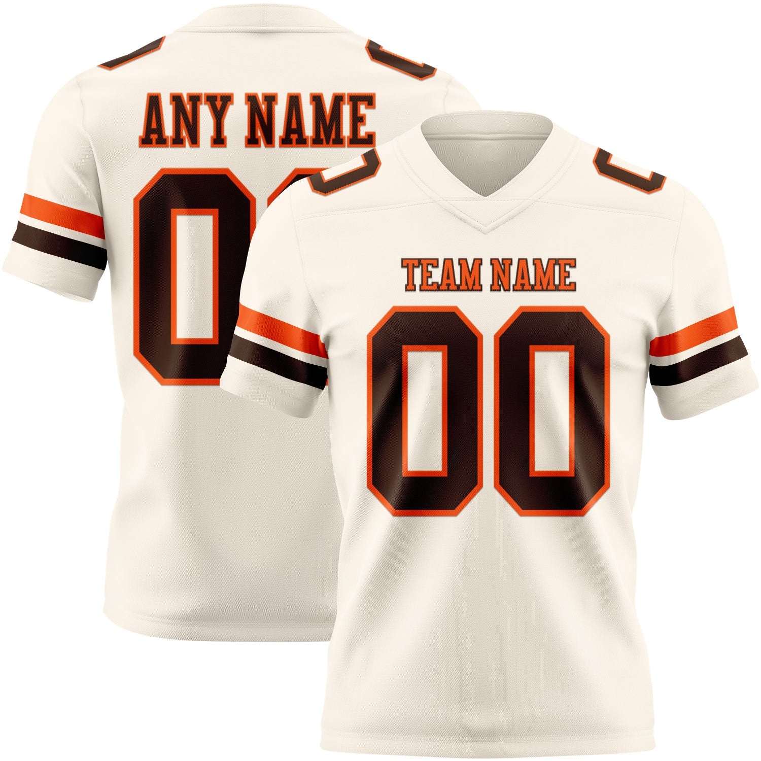 Custom Cream Brown-Orange Authentic Football Jersey