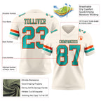 Custom Cream Aqua-Orange Authentic Football Jersey