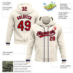 Custom Stitched Cream Red-Navy Baseball Pullover Sweatshirt Hoodie