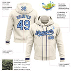 Custom Stitched Cream Light Blue-Navy Baseball Pullover Sweatshirt Hoodie
