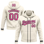 Custom Stitched Cream Pink-Black Baseball Pullover Sweatshirt Hoodie