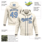 Custom Stitched Cream Light Blue-Steel Gray Baseball Pullover Sweatshirt Hoodie