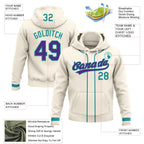 Custom Stitched Cream Purple-Teal Baseball Pullover Sweatshirt Hoodie