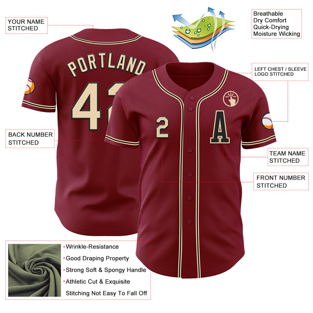 Custom Crimson City Cream-Black Authentic Baseball Jersey