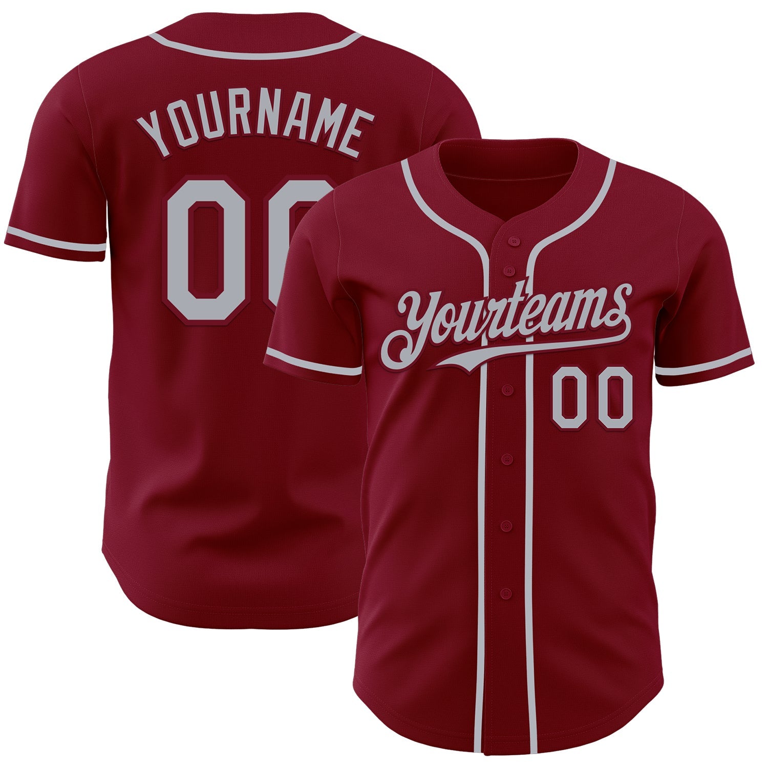 Custom Crimson Gray Authentic Baseball Jersey