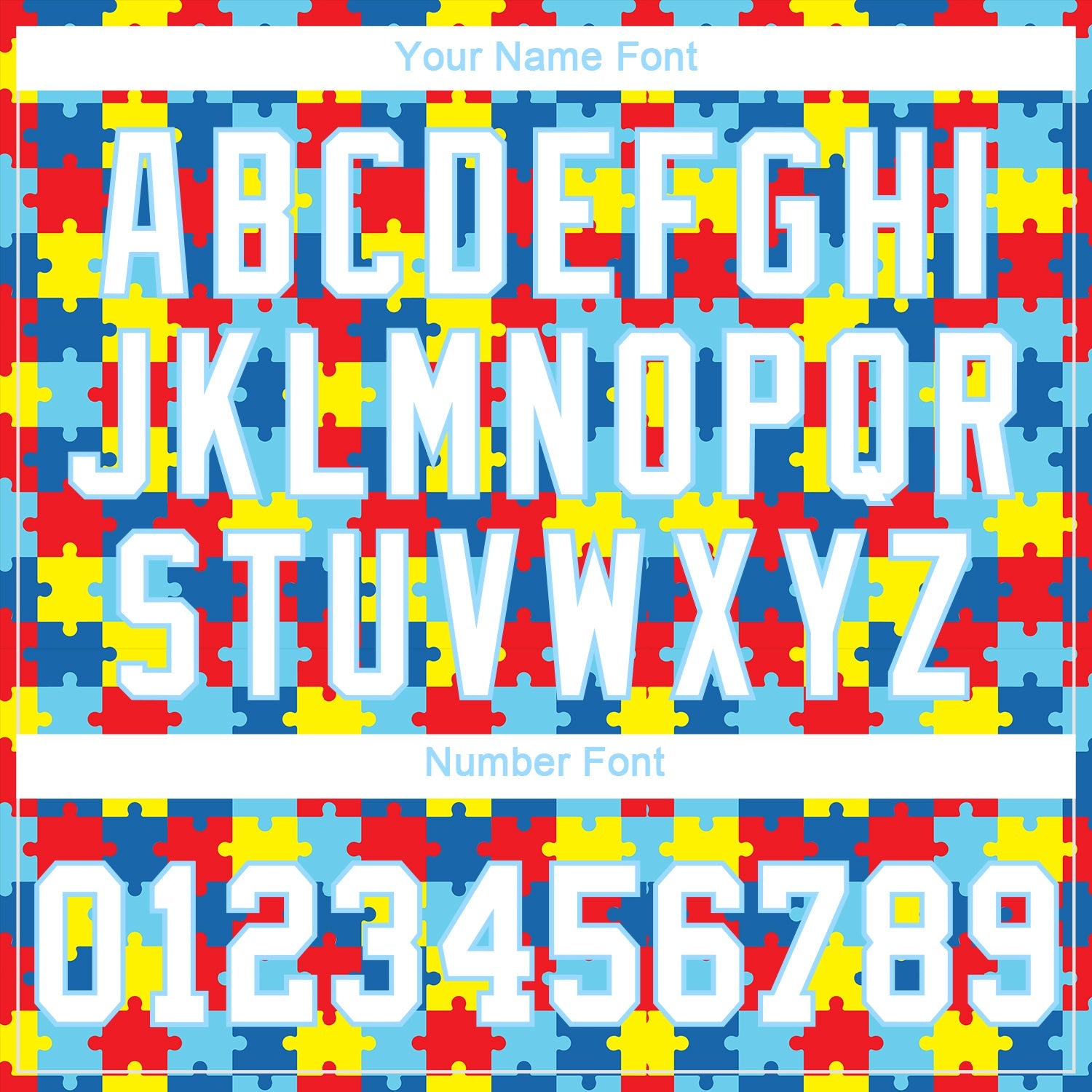 Custom Women's Autism Supporter Awareness Puzzle Pieces White-Light Blue 3D V-Neck Cropped Baseball Jersey