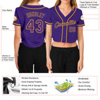 Custom Women's Purple Neon Green-White V-Neck Cropped Baseball Jersey (Copy)