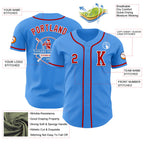 Custom Electric Blue Red-White Authentic Baseball Jersey
