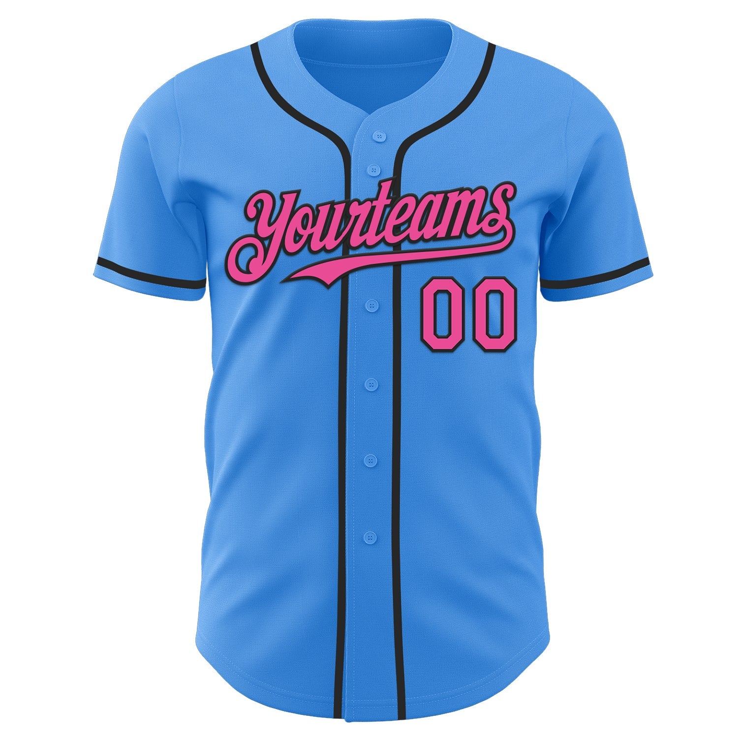 Custom Electric Blue Pink-Black Authentic Baseball Jersey