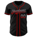 Custom Black Gray-Red Authentic Fade Fashion Baseball Jersey