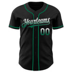 Custom Black White-Kelly Green Authentic Fade Fashion Baseball Jersey