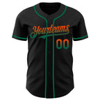 Custom Black Orange-Kelly Green Authentic Fade Fashion Baseball Jersey