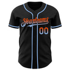 Custom Black Orange-Light Blue Authentic Fade Fashion Baseball Jersey