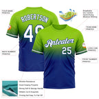 Custom Neon Green White-Royal Fade Fashion Performance T-Shirt