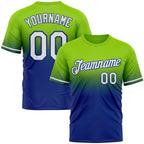 Custom Neon Green White-Royal Fade Fashion Performance T-Shirt