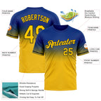 Custom Royal Yellow-Black Fade Fashion Performance T-Shirt