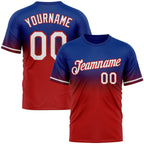 Custom Royal White-Red Fade Fashion Performance T-Shirt