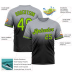 Custom Gray Neon Green-Black Fade Fashion Performance T-Shirt