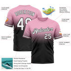 Custom Light Pink White-Black Fade Fashion Performance T-Shirt