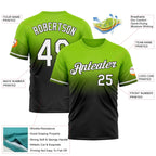 Custom Neon Green White-Black Fade Fashion Performance T-Shirt
