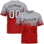 Custom Gray Red-Black Fade Fashion Performance T-Shirt