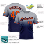 Custom Gray Orange-Navy Fade Fashion Performance T-Shirt