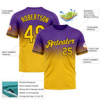Custom Purple Yellow-Black Fade Fashion Performance T-Shirt