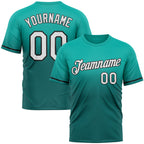 Custom Aqua Teal-Black Fade Fashion Performance T-Shirt