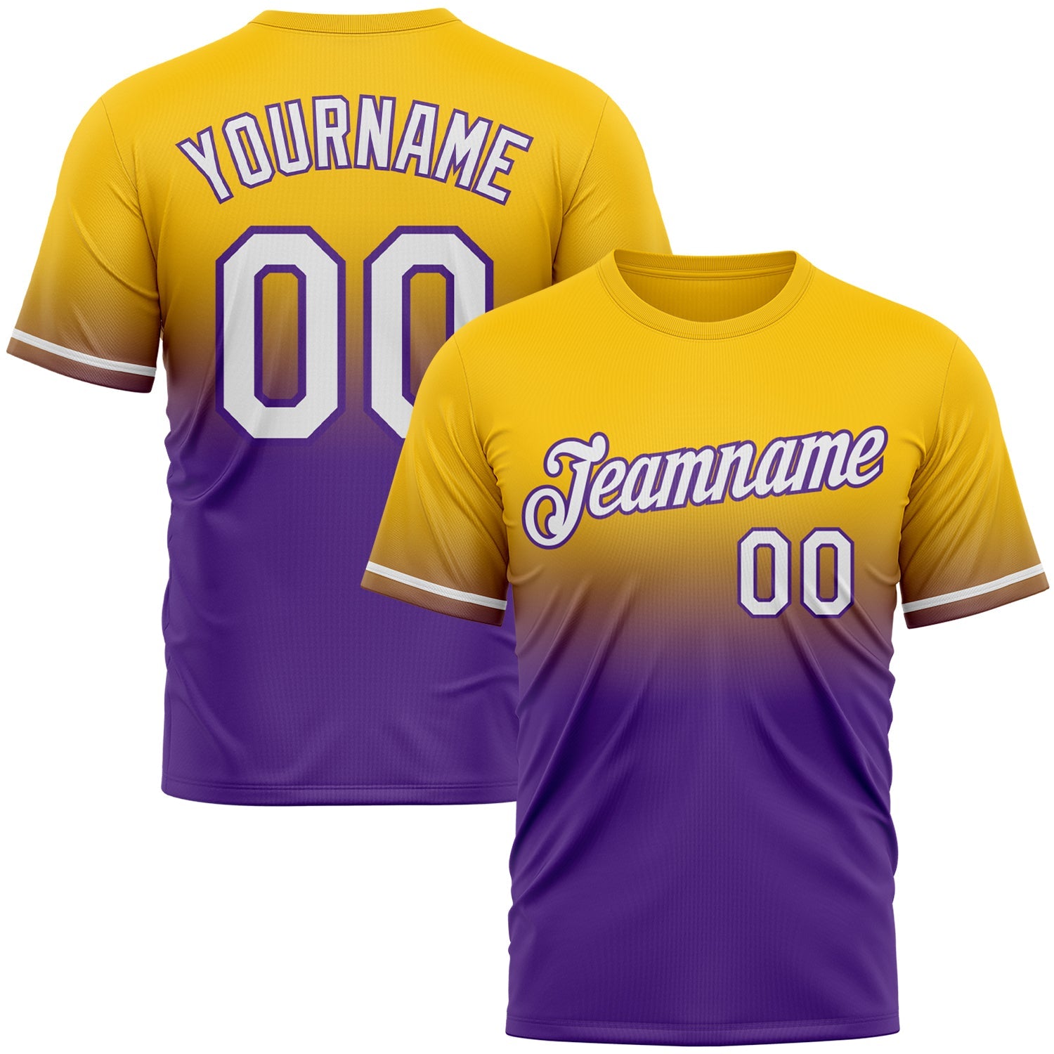 Custom Yellow White-Purple Fade Fashion Performance T-Shirt