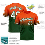 Custom Orange White-Green Fade Fashion Performance T-Shirt