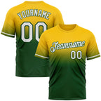 Custom Yellow White-Green Fade Fashion Performance T-Shirt