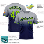 Custom Gray Neon Green-Navy Fade Fashion Performance T-Shirt