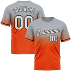 Custom Gray Orange-Black Fade Fashion Performance T-Shirt
