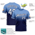 Custom Powder Blue White-Navy Fade Fashion Performance T-Shirt