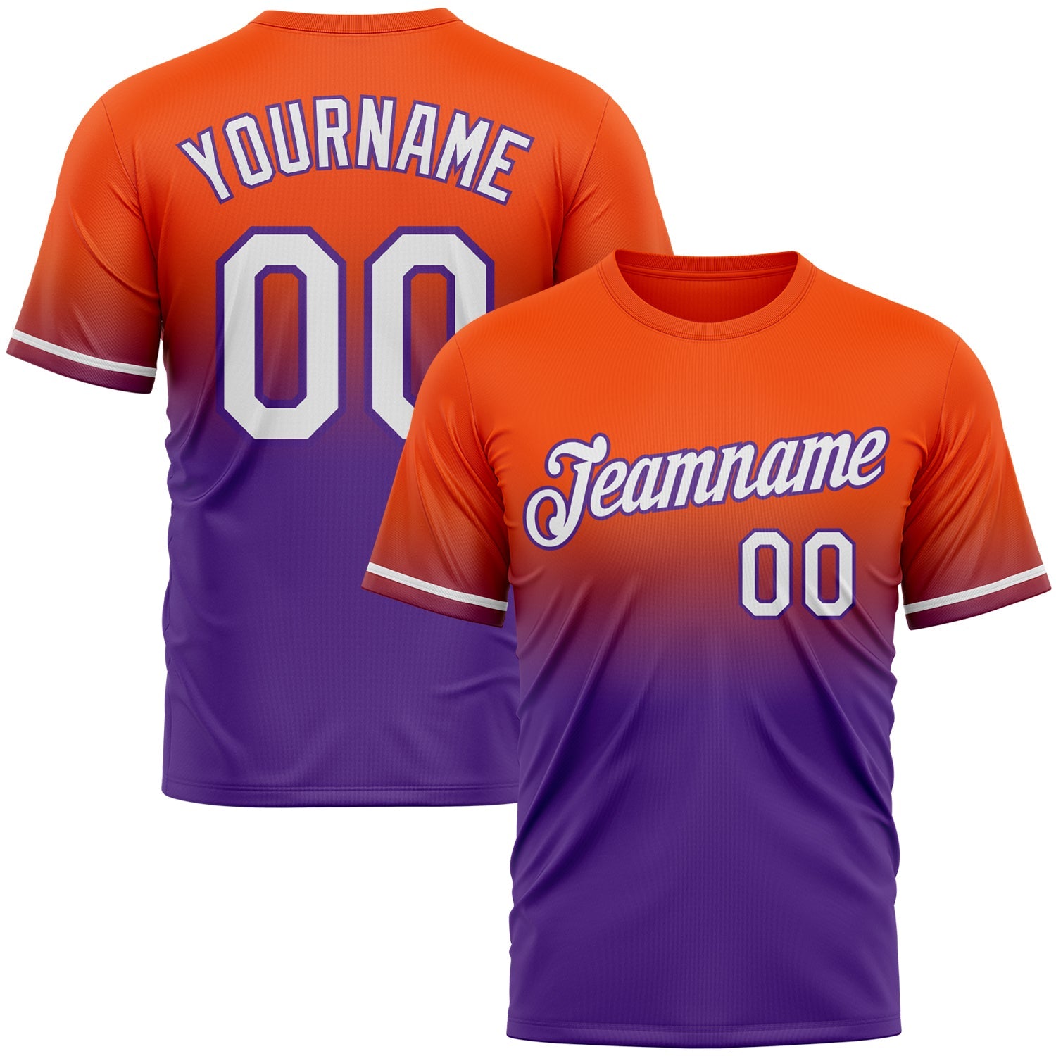 Custom Orange White-Purple Fade Fashion Performance T-Shirt