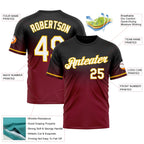 Custom Black Crimson-Yellow Fade Fashion Performance T-Shirt