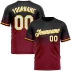 Custom Black Crimson-Yellow Fade Fashion Performance T-Shirt